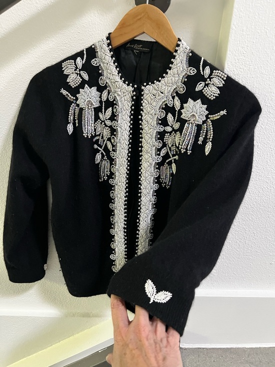 anne scott Sweaters - Anne Scott Vintage Embellished Black Women's Cardigan Sweater